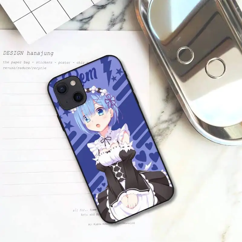ruichi hot anime rezero ram rem phone case for iphone 11 12 mini 13 pro xs max x 8 7 6s plus 5 se xr shell free global shipping