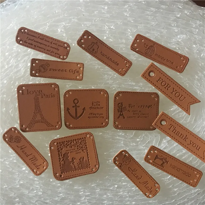 10 шт. этикетки ручной работы из тисненой искусственной кожи Аксессуары для