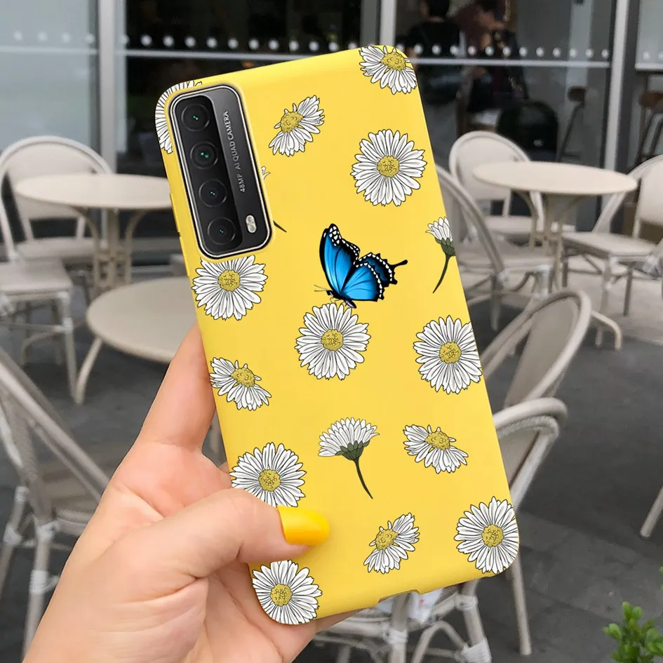Fashion Flower Soft Case For Huawei P Smart 2021 Phone Cover Silicone Matte Protective Fundas Y7A 2020 PPA-LX3 Bumper | Мобильные