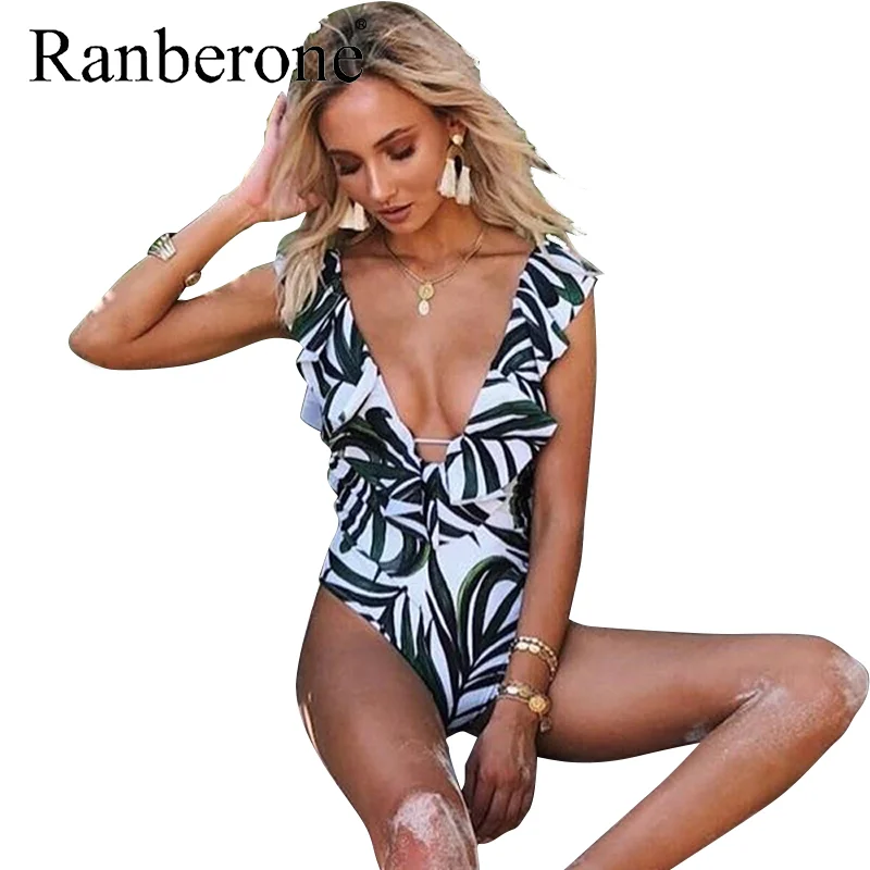 Женский сексуальный цельный купальник с глубоким v образным вырезом женский