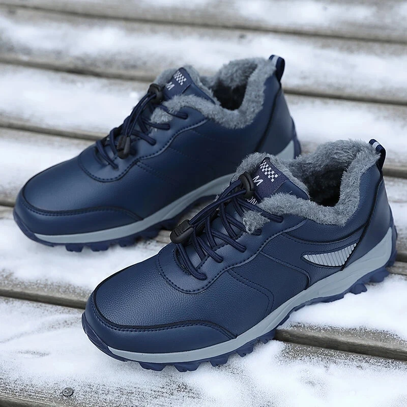 Winter Men Warm Lined Walking Shoes Sport Waterproof Thicken Man Sneakers Solid Color Elastic Band Male Footwears |