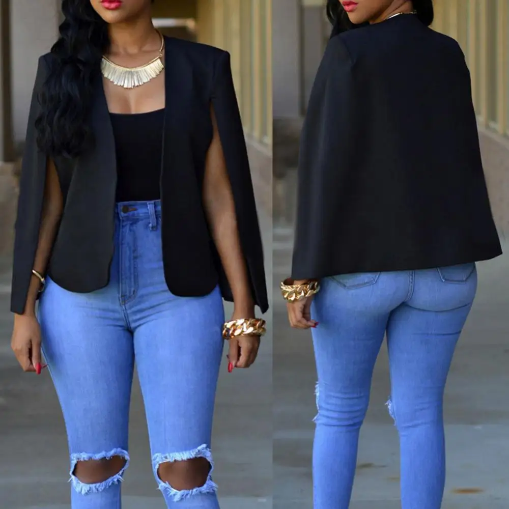 

Fashion Women Slim Lapel Cape Casual Business Blazer Suit Jacket Coat Outwear women blazers and jackets elegant куртка женская
