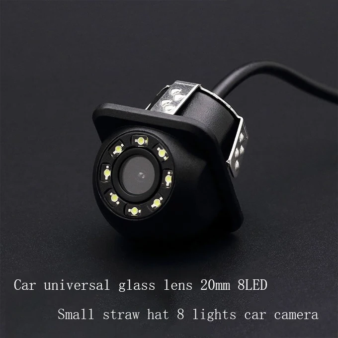

Ezzha Universal Mounted High-definition Rear View Webcam Reversing Video Night Vision Small Straw Hat 8 Lamp on Board Camera Abs