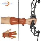 3 пальца наконечник защиты Стрельба Из Лука Защитный перчатки рука гвардии лошадь кожа палец Tab протектор для рекурсивного Longbow Охота стрельба