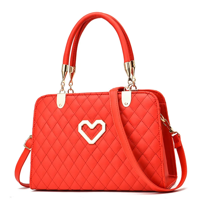 

Women's Bag New Shoulder Fashion Rhombus Hand Bags For Women Bright Red Wedding Bridal Shape-Fixed Large Capacity