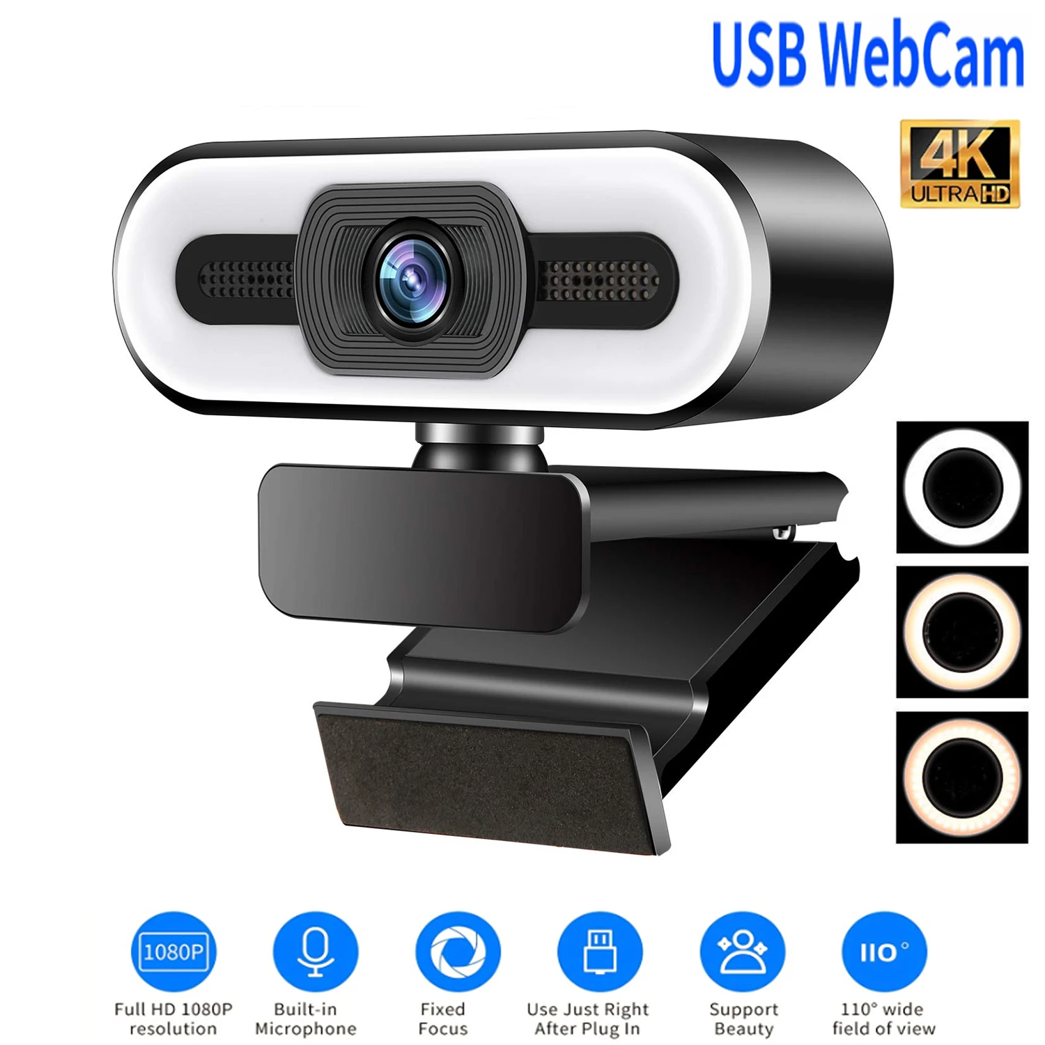

4K Webcam 2K Full HD Web Camera For PC Computer Laptop USB Web Cam With Microphone Autofocu WebCamera For Youtube Live Broadcast