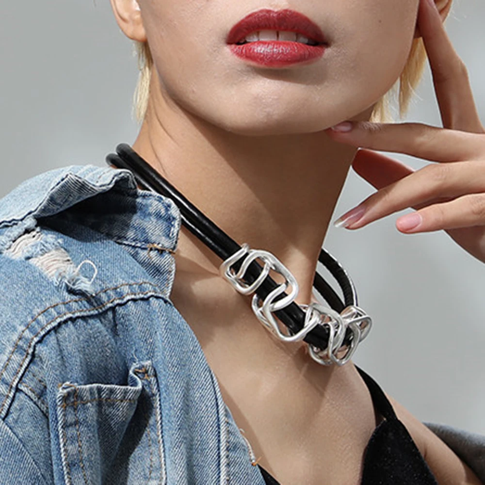 Лидер продаж женское черное кожаное ожерелье чокер с подвеской ожерелья и