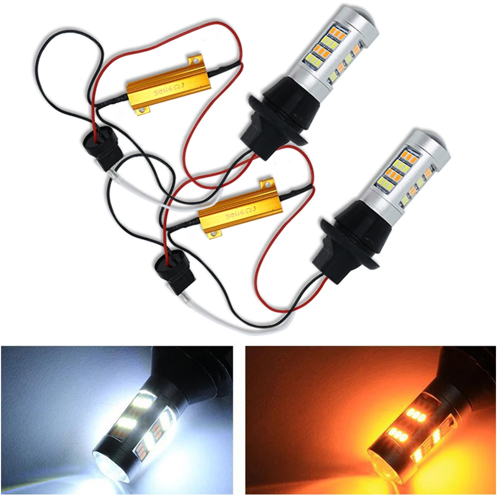 

DRL поворотный сигнал PY21W P21W светодиодный 1156 BA15S BAU15S T20 7440 W21W 2835 42smd двухрежимные дневные ходовые огни белый холодный синий Amer