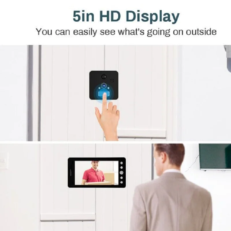 Saful 5 ''Wi Fi дверной глазок Камера 120 градусов с детектором движения Ночное