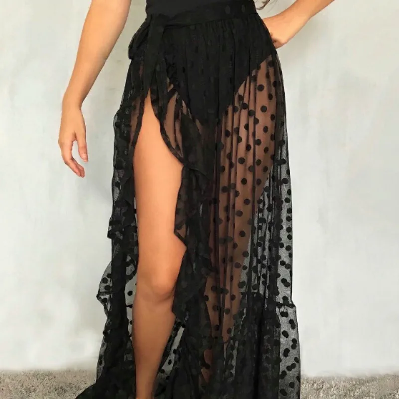 Ретро юбки женские с высокой талией сетчатые прозрачные сексуальные пляжные