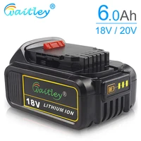waitley dcb200 18v 6 0a replacement power tool battery compatible with dewalt 20v 18 v and 18vot max xr tools for dewalt