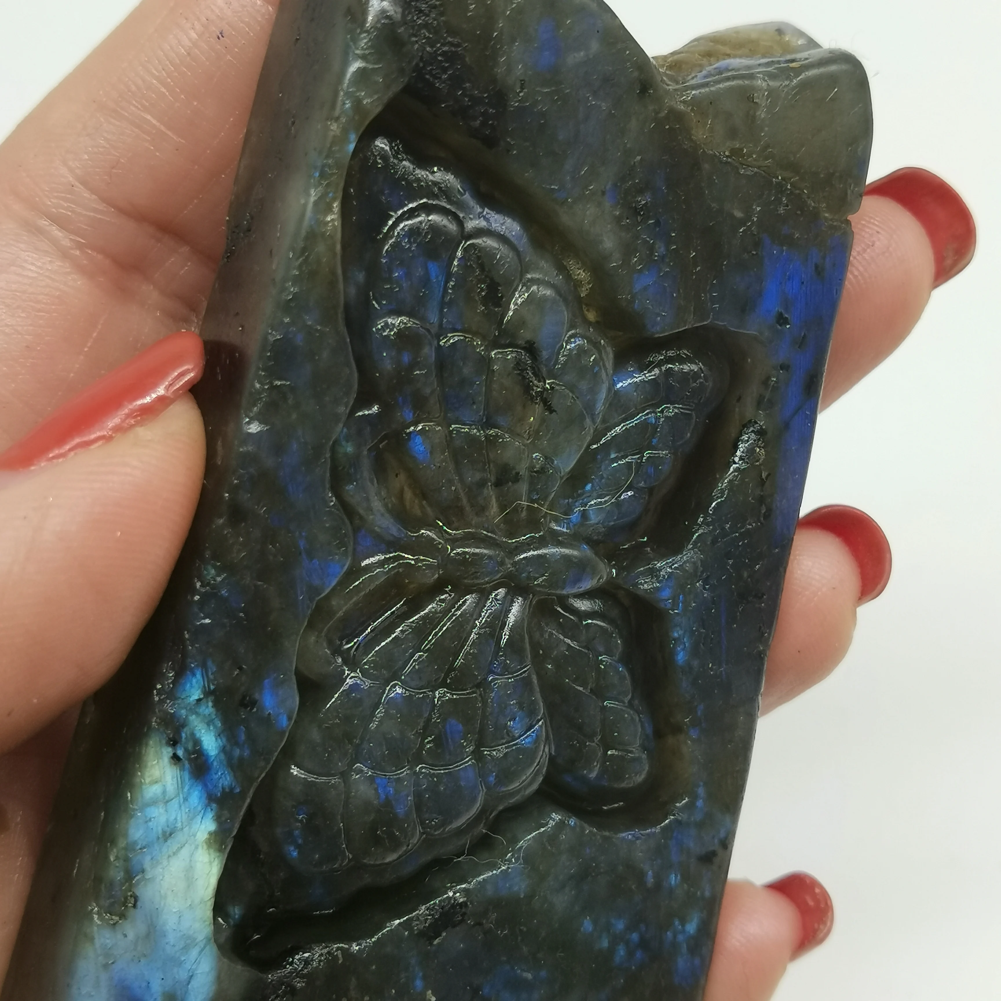 # XT317 (105 г) заживляющий Кристалл красочный камень натуральный Лабрадорит бабочка