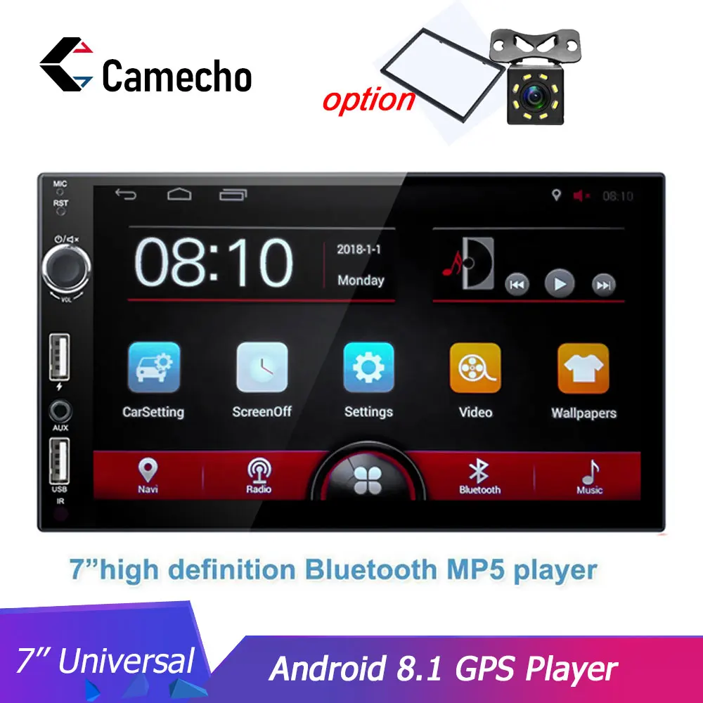 Camecho Android 8 1 автомобильный Радио мультимедийный плеер 2 Din 7 &quotHD Bluetooth wifi din