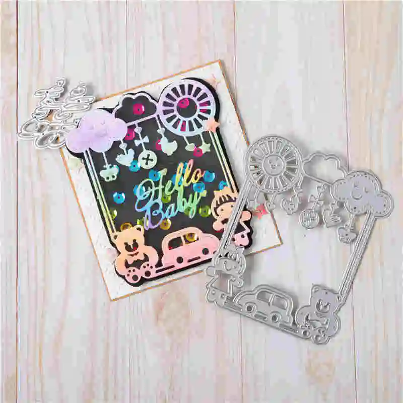 InLoveArts Hello Baby Metal Cutting Dies Cut Die Mold Car Frame Scrapbook Paper Craft Knife Mould Blade Punch Stencils | Дом и сад