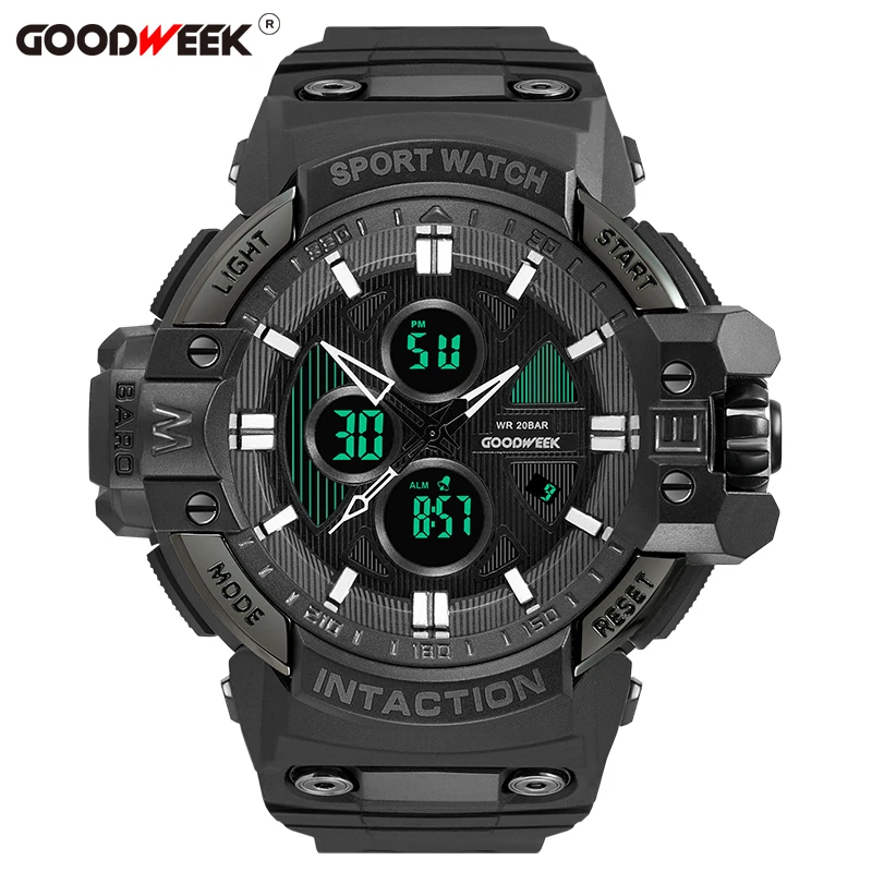 Многофункциональные военные мужские спортивные часы GOODWEEK водонепроницаемые