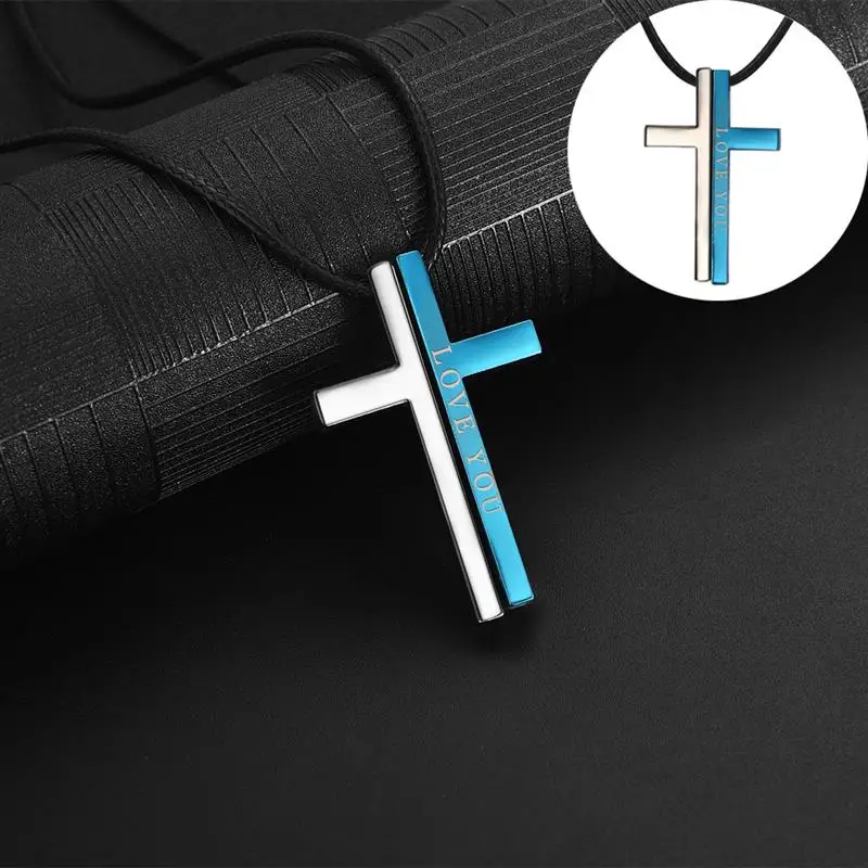 Комбинированный Крест Пара ожерелье Любовь вас кулон из нержавеющей стали