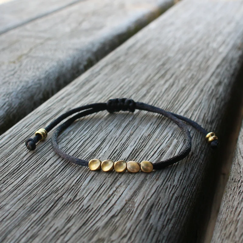 Браслет с медными бусинами для мужчин и женщин простой Регулируемый браслет