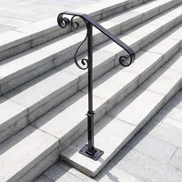 Handrail Railing,Single Post Sturdy Hand Railing with Base Wrought Iron Grab Supports Fits 1 or 2 Steps Grab Rail for Steps Porc