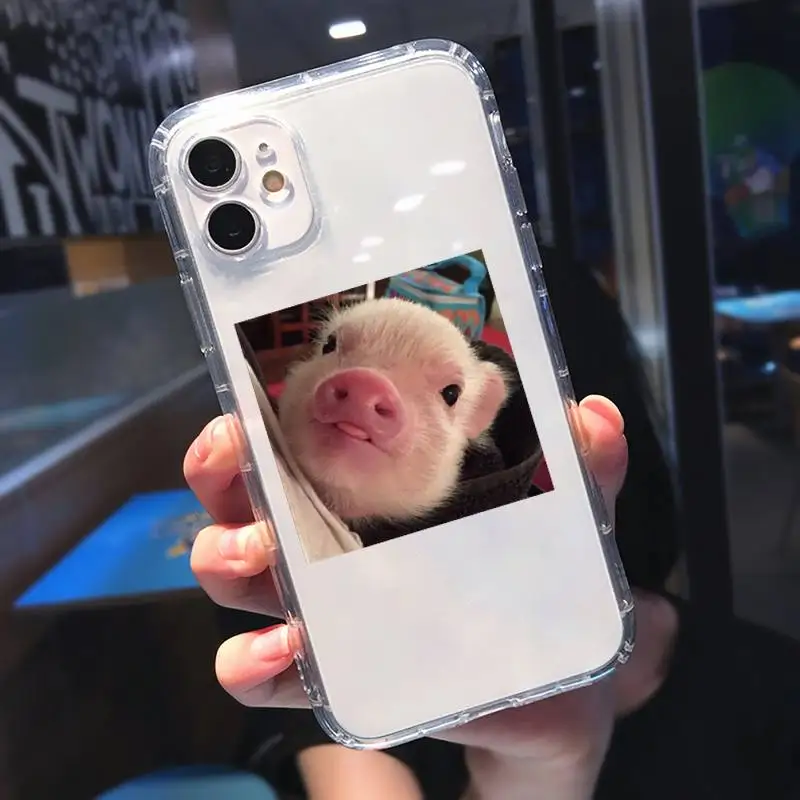 

Cute Little Pink Pet Pig Phone Case Transparent for Clear iPhone 11 12 mini pro 8 7 6 6S XS MAX Plus X 5S SE 2020 XR