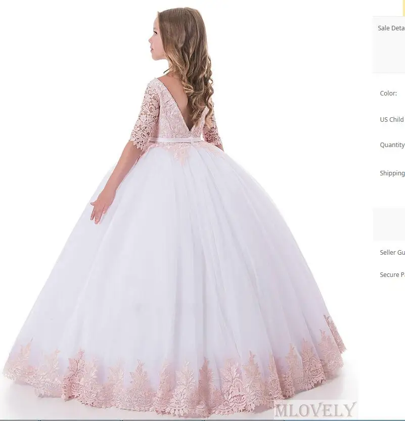 

Lace Pearls First Communion Dresses For Little Girl Sleeveless Pageant Ball Gowns Custom Made