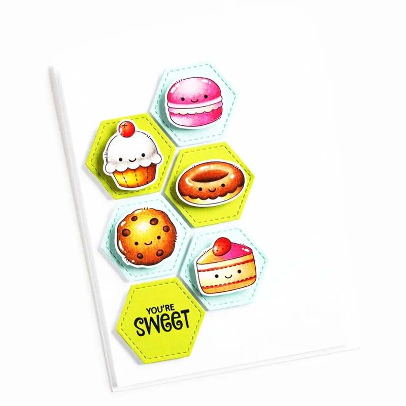 

JC Cake Biscuit Dessert Metal Cutting Dies and Rubber Stamps Scrapbooking Craft Die Cut Stencil Card Make Album Sheet Mold Decor