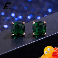 trendy earrings 925 silver jewelry 77mm emerald gemstone retro accessories stud earring for women wedding engagement wholesale