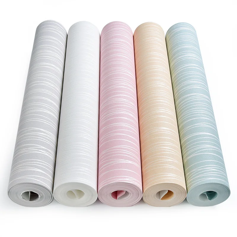 

Non-woven wallpaper wallpaper bedroom living room simple solid color plain color stripes background wall moonlight-forest