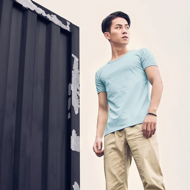 

2736- short-sleeved men's t-shirt tailor-made summer loose sport five-point sleeve T-shirt