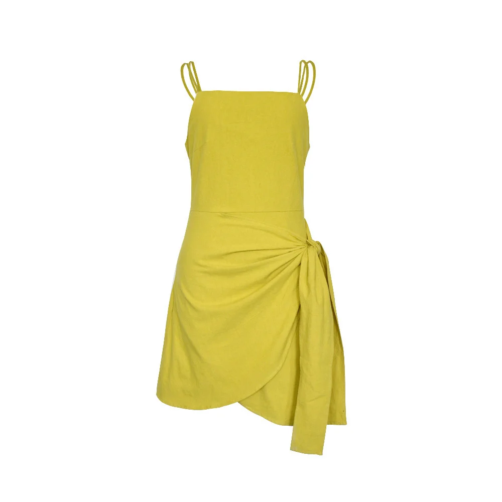 

Light Ripe Wind Irregular Split Dress Strap Bow Beach Skirt French Summer Dress