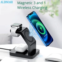 magnetic 15w fast wireless charger 3 in 1 for iphone 13 12 pro max mini charger for apple watch 7 6 5 airpods pro charger holder