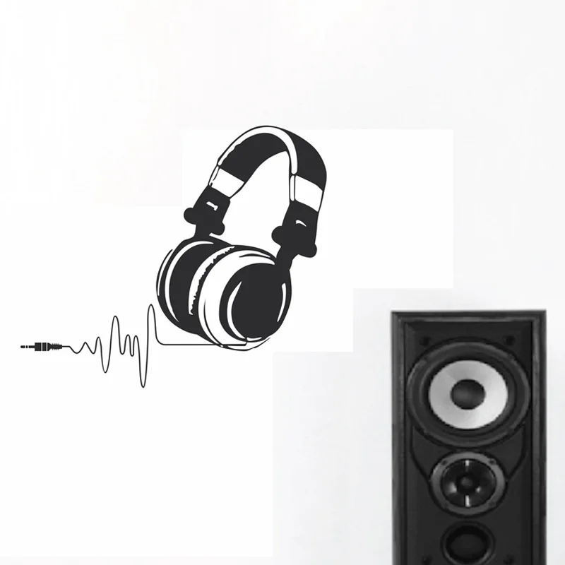 Хит продаж виниловые наклейки на стены наушники для диджеев аудио музыка