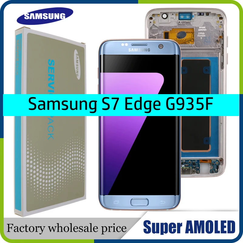 5,5 ''Супер AMOLED дисплей с рамкой для SAMSUNG Galaxy s7 edge G935 G935F сенсорный экран дигитайзер дисплей+ Сервисный пакет