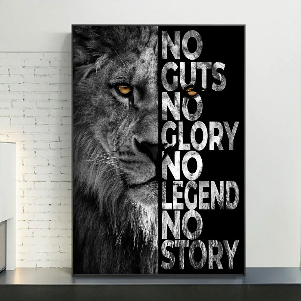 С принтом Лев из плотной ткани мотивационный постер цитаты Wall Art Холст Картина