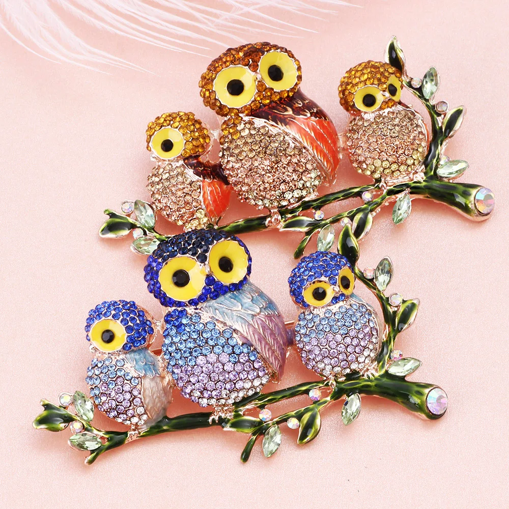 FARLENA ювелирные изделия красиво эмаль многоцветные Совы броши и булавки с полными