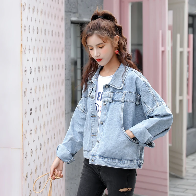 Винтажная женская джинсовая куртка бойфренда оверсайз с большими карманами 2020