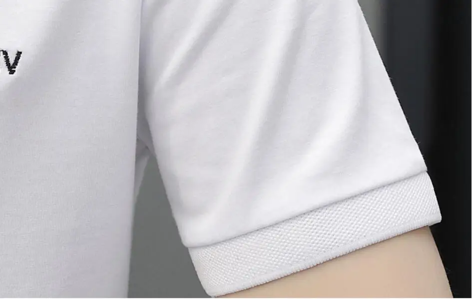 

Men Polos Shirt Men Business & Casual Pactwork Male Shirt Gray White Short Sleeve Breathable Shirt Men