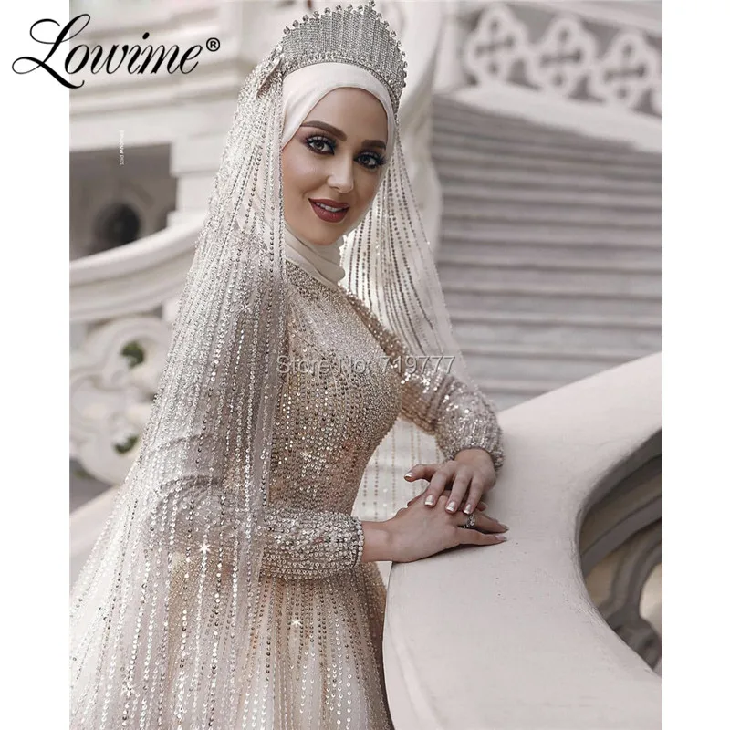 Роскошные блестящие свадебные платья 2019 в мусульманском стиле на заказ платье