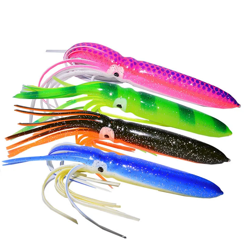 

AS 1pcs/lot 18cm15g Squid Skirts Soft Lure pesca Fishing Lure Octopus PVC Rubber Artificial Soft Bait Fishing Trolling Lure