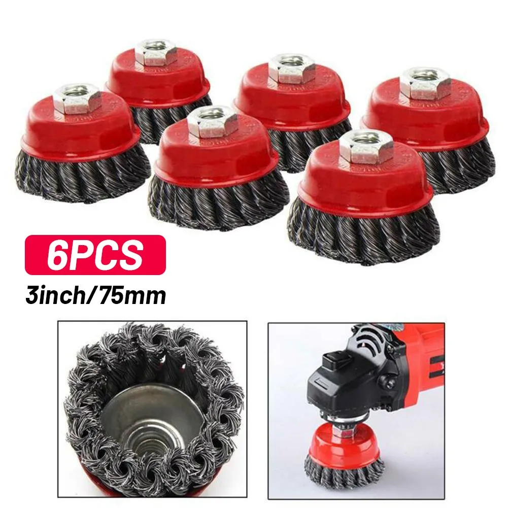 

3inch Steel Wire Brush 6* 6x Angle Grinder Brush Bevel Brush Cup Brush