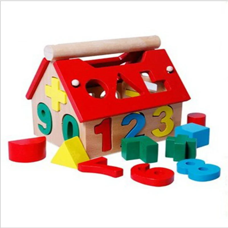 

Children's Colour Wooden Digital House Pair Children Early Educational Model Assembling Blocks Develop Intelligence Game