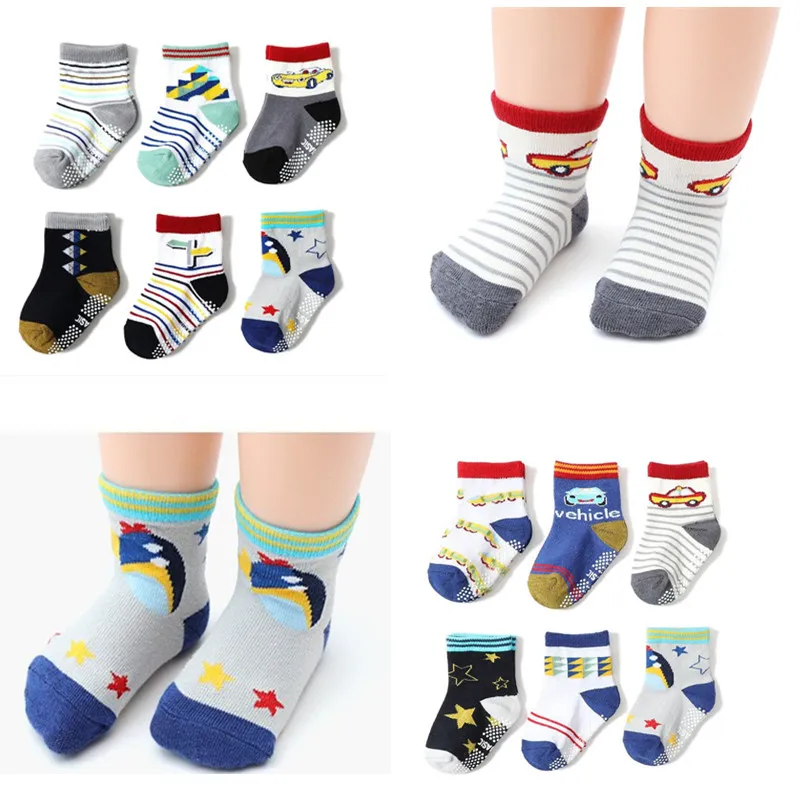 

12 пар/лот; Хлопковые нескользящие носки; Носки для маленьких мальчиков; Носки-тапочки для малышей; От 1 до 3 лет