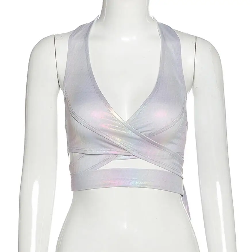 

Fashion Lady Halter U-neck Halter Backless Personalized Hollow Slim Vest Tops Jazz Dance Costume Sexy Women Top Vest q75