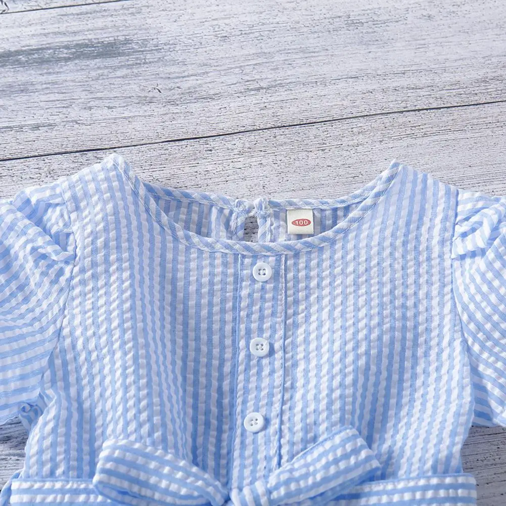 

Stripes Loose Summer Dress Children's Clothes Girl 2021 New Casual Striped Belt Short-sleeved Children's Dress For 2-6 Years Old