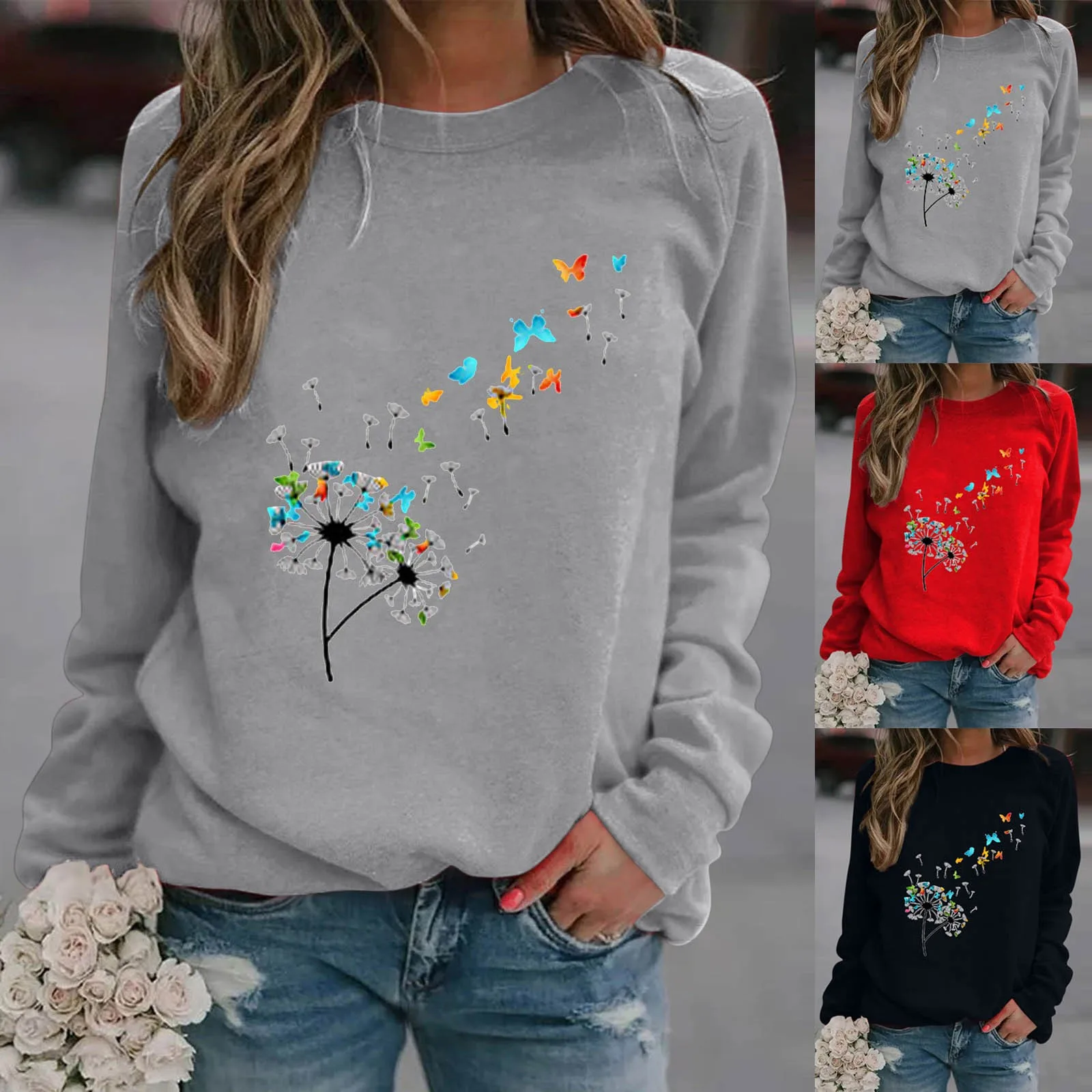 

Hoodies Women's O-neck Printing Loose Casual Fashion Female Sweatshirt Long Sleeve Hedging Hoodie Tops Sweatshirt Fast Shipping