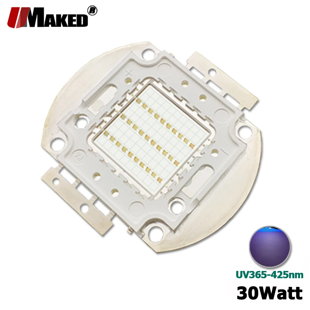 

UVC UVB UVA LED Chips 30W 30-34V 900mA Purple Light Ultraviolet 365-370-380-395-400-410-425nm SMD COB Doide Lamp LED Light Beads