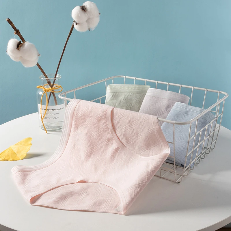 Трусы женские хлопковые розовые голубые бесшовные M L XL |