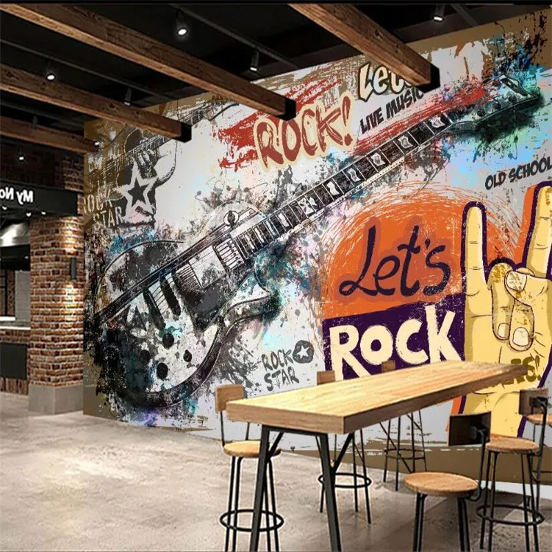 

Обои на стену в европейском и американском стиле, с изображением гитары, рок, 3D, музыкальный бар, KTV, промышленный декор, фоновая роспись