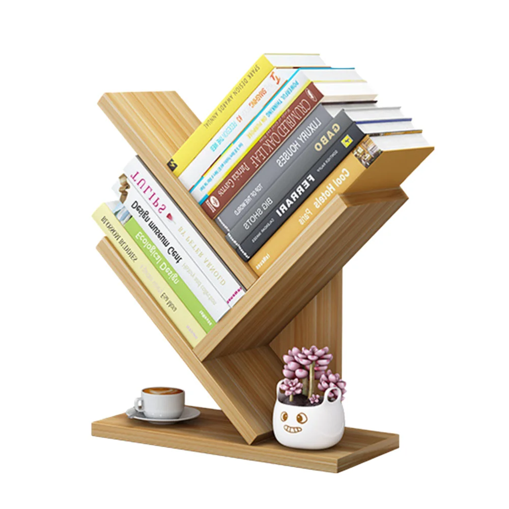 

3 Layers Wooden Bookcases Tabletop Tree Bookshelf Small Desktop Bookcase Fashion Storage Rack Estanteria