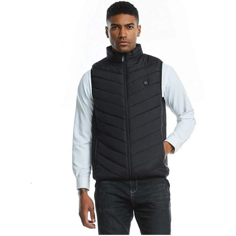 Black Vest Зимняя куртка с подогревом из USB волокна, большие размеры, для мужчин и женщин, для походов, альпинизма, туризма, термокуртка с капюшоном, водонепроницаемая ветровка - Цвет: Black Vest