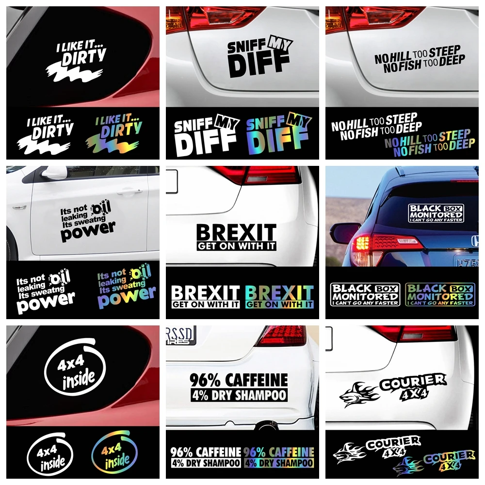 

Cute Creativity Text Car 4x4 Stickers Funny Stickers And Decals Reflective Laser Vinyl Sticker On Car 3D Car Styling